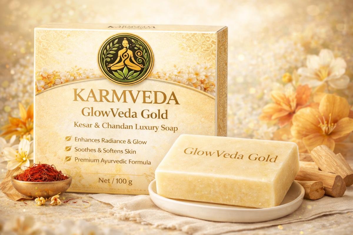 GlowVeda Gold – Kesar & Chandan Luxury Soap